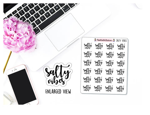 "Salty Vibes" Typography Cuss Word Adult Language Potty Mouth Sticker
