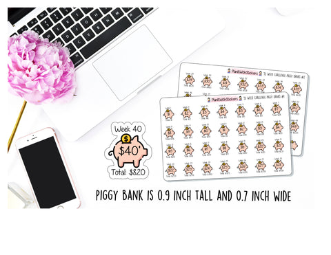 52 Week Piggy Bank Savings Challenge, Piggy Bank Saving Money, Budget Tracker Sticker for , Plum Paper, Recollections, and similar planners