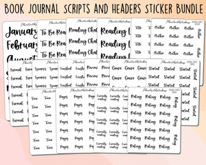 Book Journal Scripts and Headers Sticker Bundle