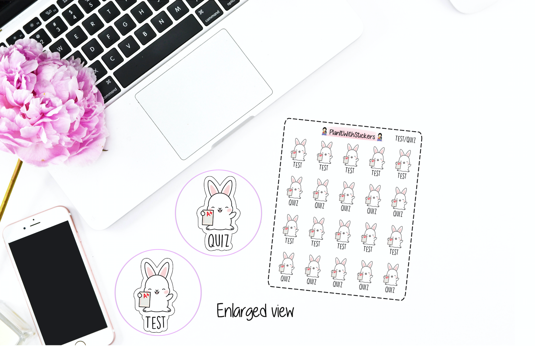 Test / Quiz School Tracker Stickers Bunny Stickers