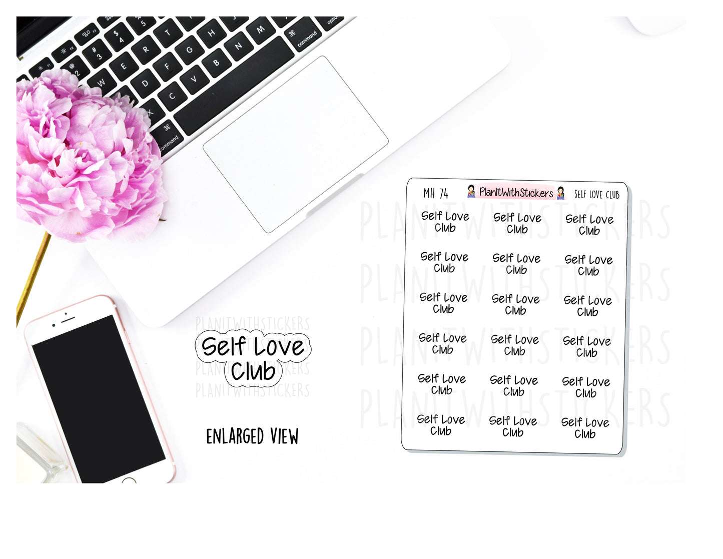 "Self Love Club" Positive Affirmation Mental Health Stickers