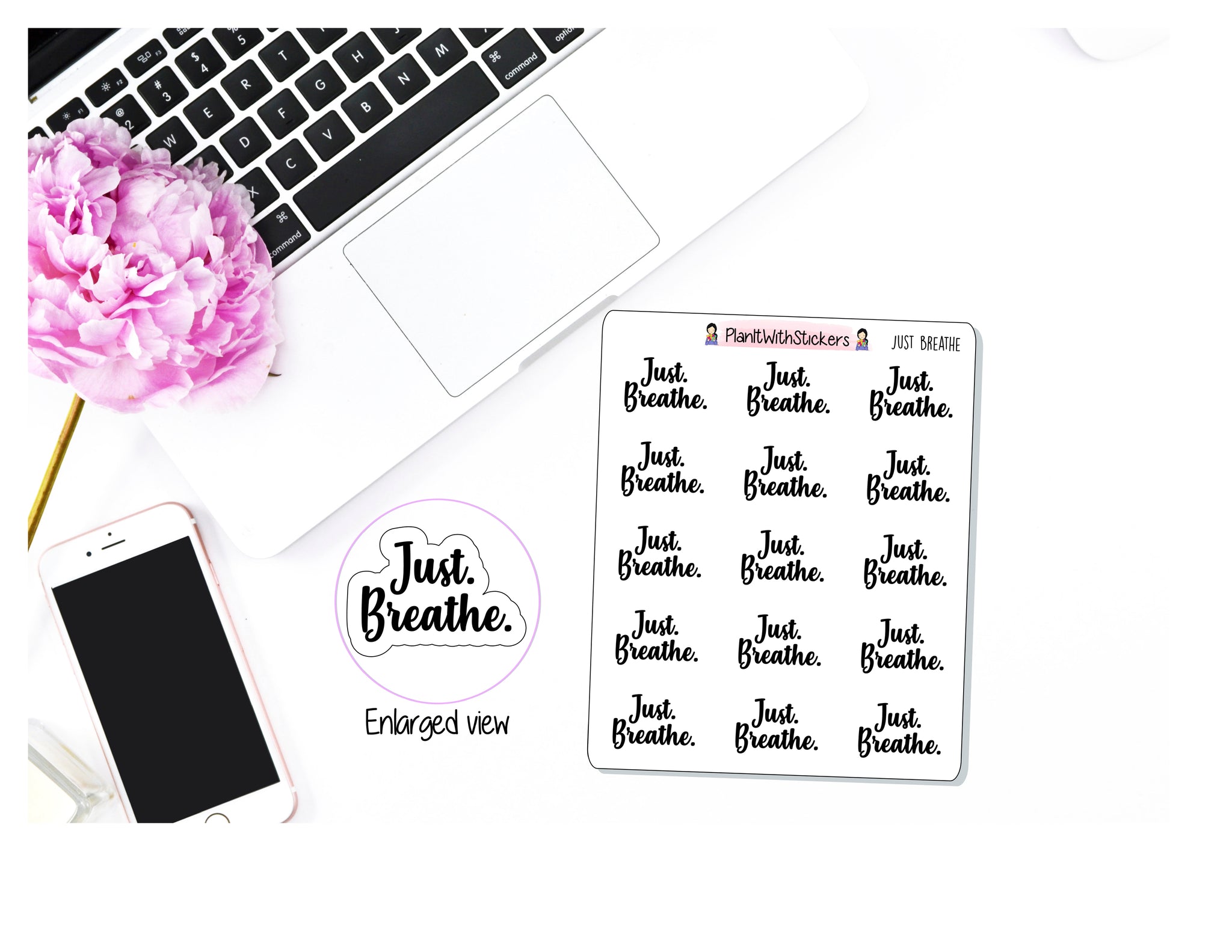 "Just Breathe" Self Care Stickers [3 COLORS]