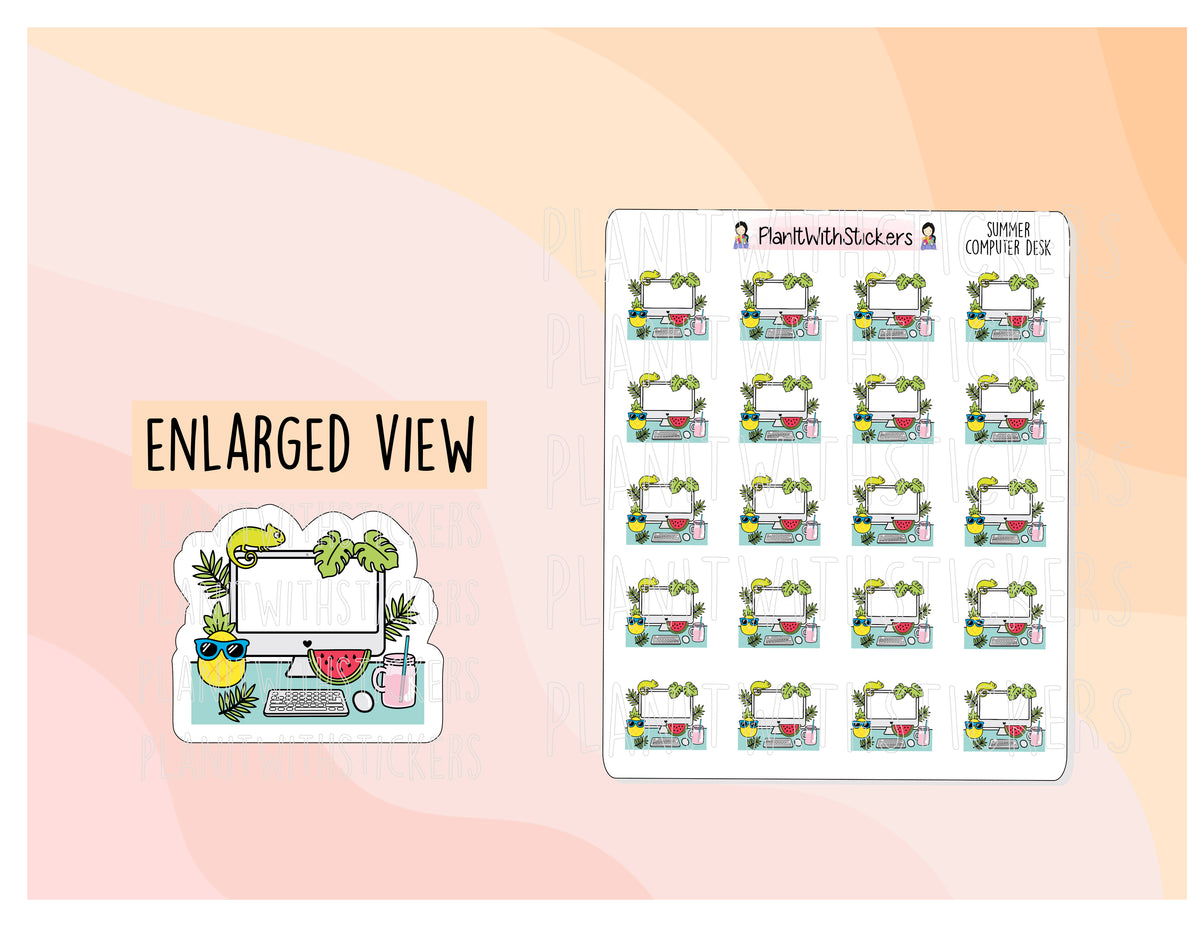 Summer Computer Desk Setup Layout Sticker – PlanItWithStickers