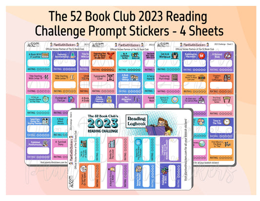 2023 - The 52 Book Club 2023 Reading Challenge Prompt Stickers for Reading Planners and Reading Journals