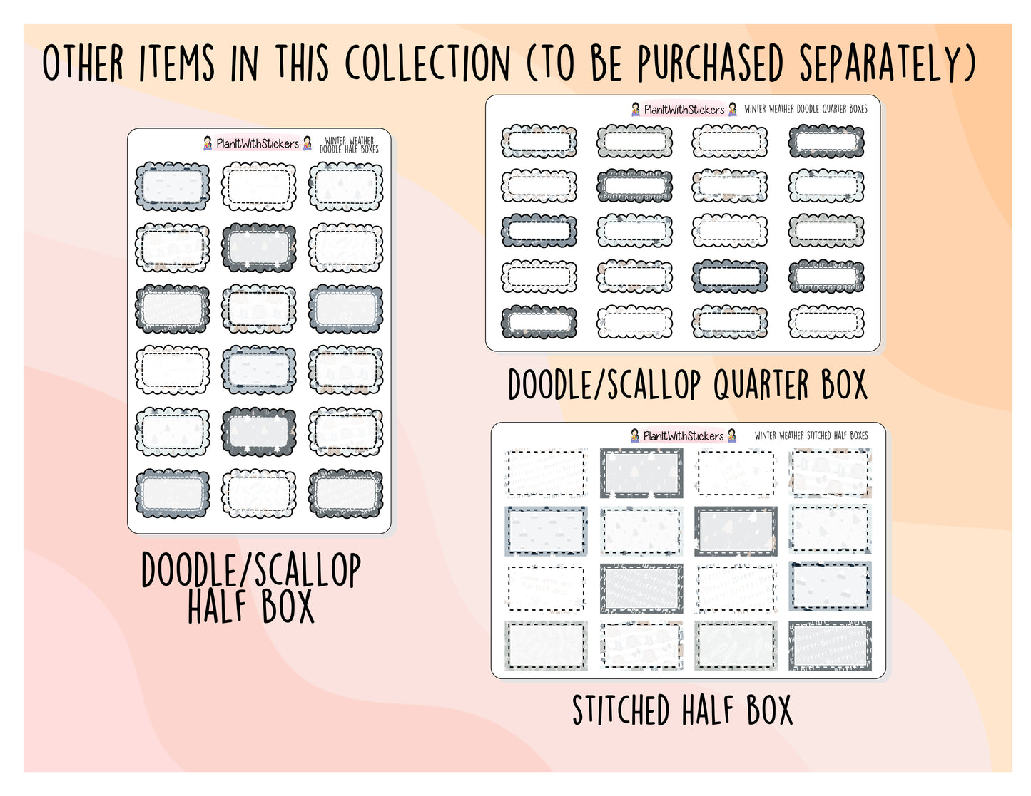 Winter Weather Doodle/Scallop Half Box Stickers