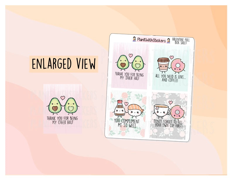 Valentine Kawaii Full Box Love Romantic / Romance Quote Stickers