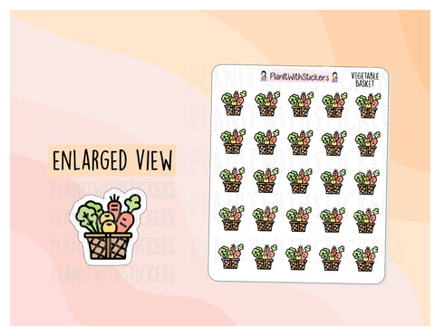 Vegetable Basket Cooking Kitchen Meal Prep Icon Stickers