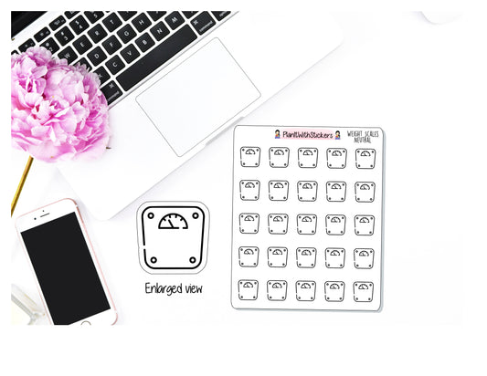 Weight Scale (Neutral) Health and Fitness Body Measurement Sticker for , Plum Paper, Recollections, and similar planners