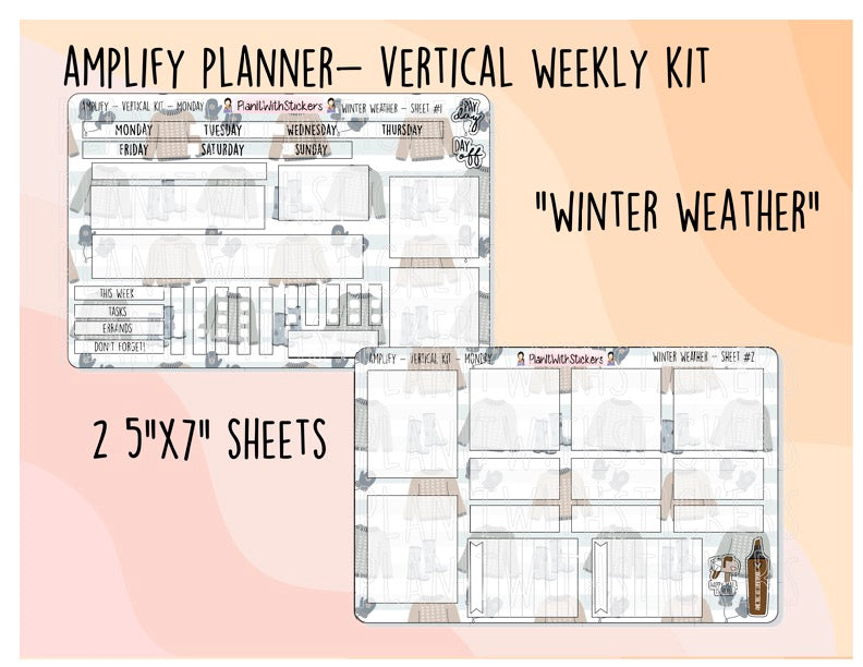 Winter Weather VERTICAL Amplify Planner Weekly Kit (2 SHEETS)