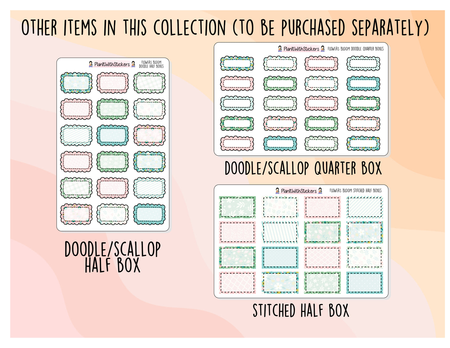 Floral Bloom Doodle/Scallop Quarter Boxes