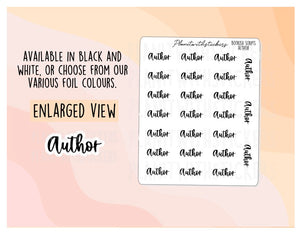 Author - Bookish script stickers for your book journal / planner