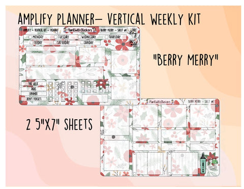 Berry Merry VERTICAL Amplify Planner Weekly Kit (2 SHEETS)