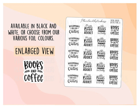 Book Lovers Quote and Phrases VERSION 8 Sampler Sticker Sheet for Planners