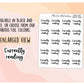 Currently Reading - Bookish script stickers for your book journal / planner