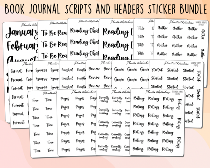 Author - Bookish script stickers for your book journal / planner