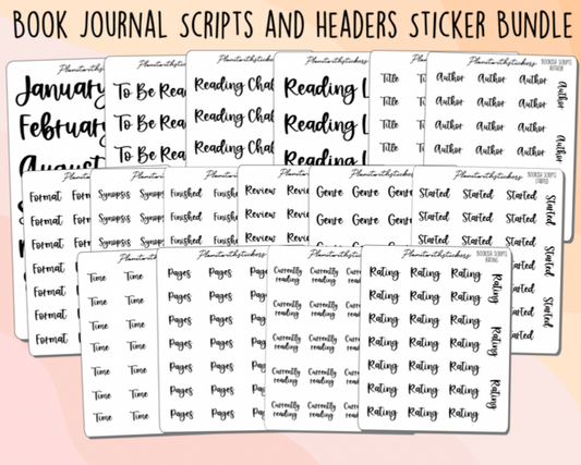 Format - Bookish script stickers for your book journal / planner