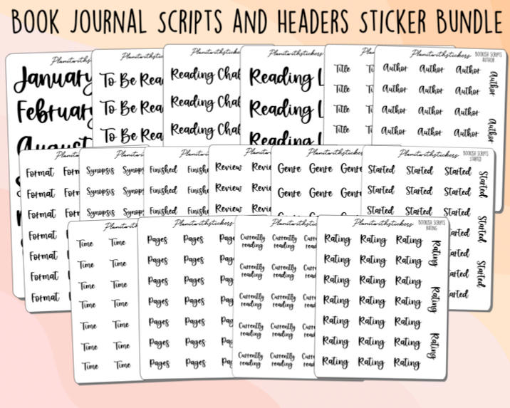 Monthly Header Script Stickers PlanItWithStickers