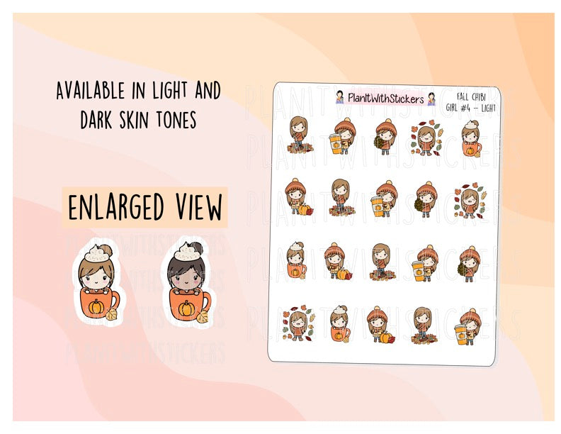 Fall Chibi Girls – Version 4 (2 Skin Tones Available)