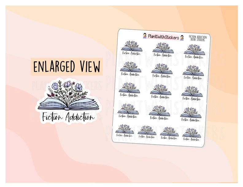 Fiction Addiction Floral Book Sticker – PlanItWithStickers
