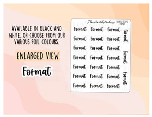 Format - Bookish script stickers for your book journal / planner