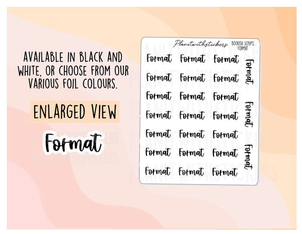 Format - Bookish script stickers for your book journal / planner