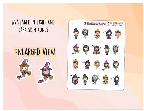 Halloween Chibi Girls In Costume Stickers Version (2 Skin Tones Available)