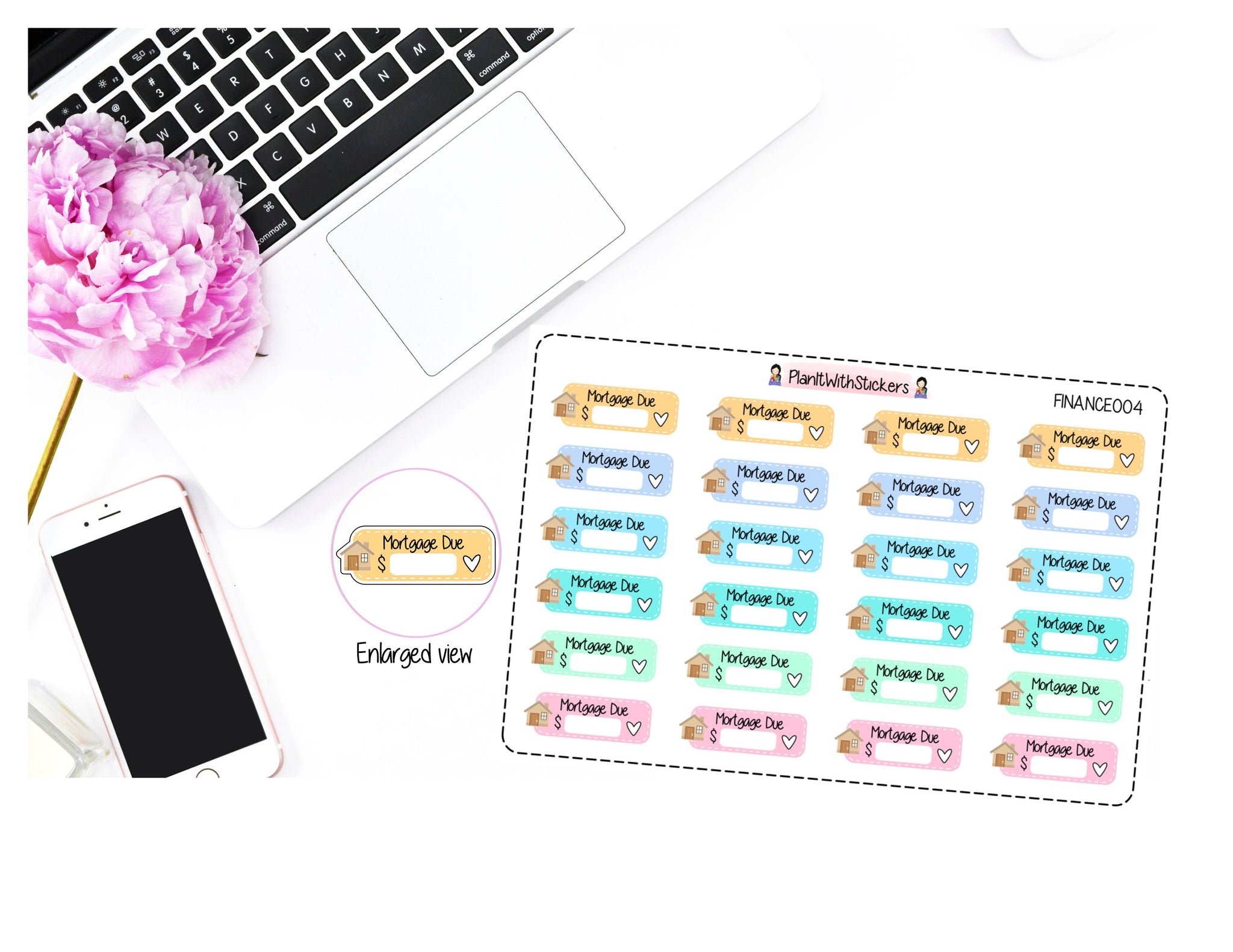 Mortgage Due Pay Bill Planner Stickers in Pastel Colours for , Plum Paper, Recollections, and similar planners