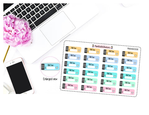 Cell Phone Bill Due Pay Bill Planner Stickers in Pastel Colours for , Plum Paper, Recollections, and similar planners
