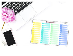 017 - Thin Rectangle Checkbox Budget Box Stickers Light Pastel Colour Stickers