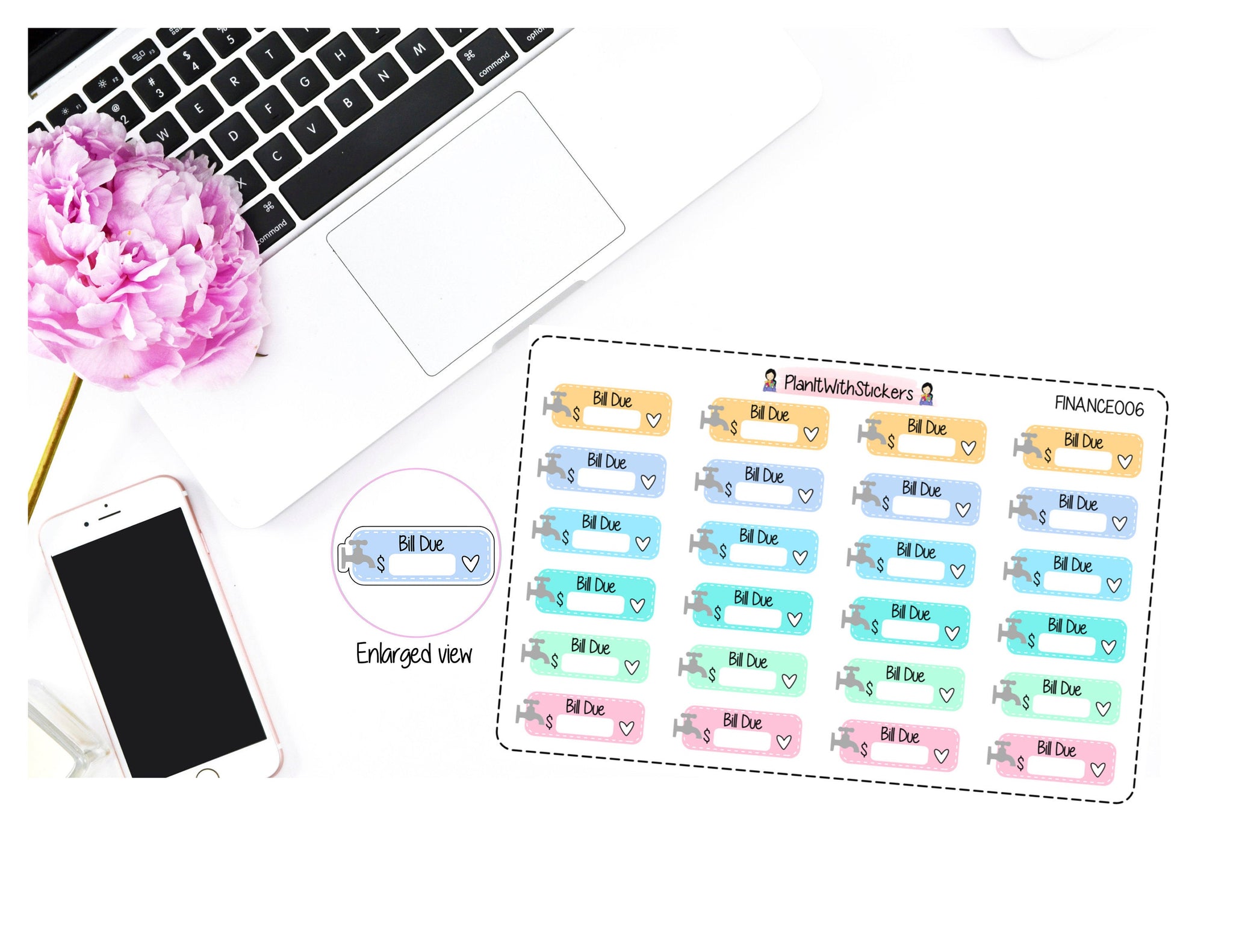 Water / Hydro Bill Due Pay Bill Planner Stickers in Pastel Colours for , Plum Paper, Recollections, and similar planners