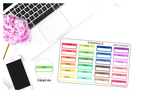 Rainbow Functional Box Banner Stickers with Custom Text for , Plum Paper, Recollections, and similar planners