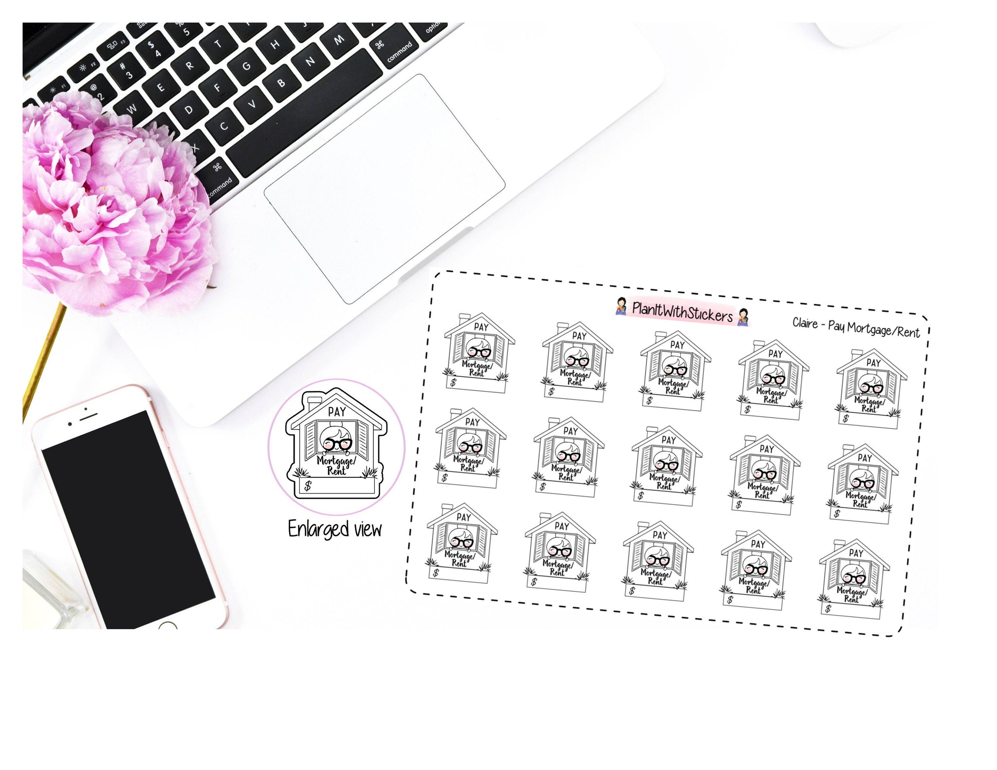 Rent Due / Mortgage Due Money Finance Stickers for , Plum Paper, Recollections, and similar planners