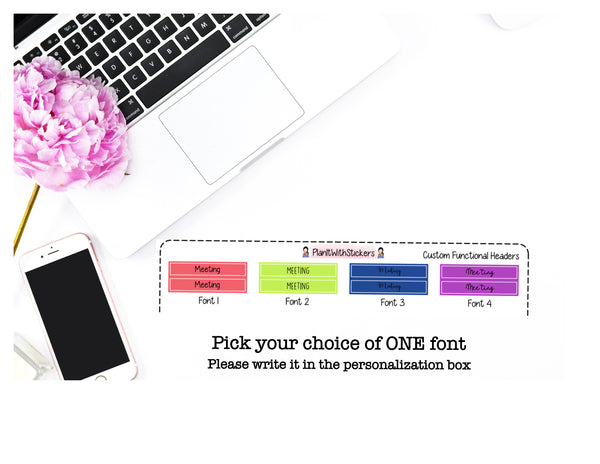 Rainbow Functional Header Stickers with Custom Text