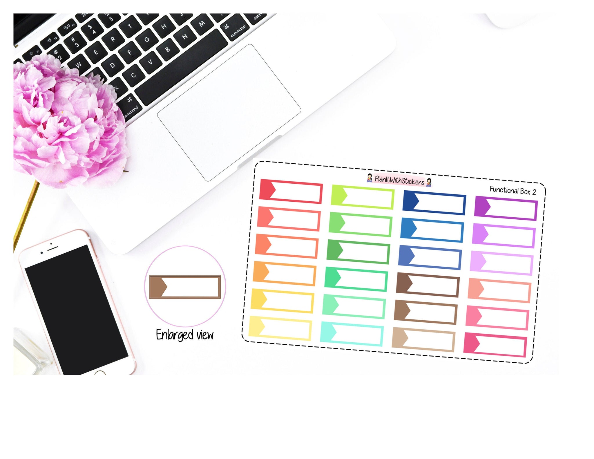 Rainbow Functional Flag Box Banner Stickers