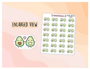 Kawaii Valentine Food Stickers - Avocado Couple