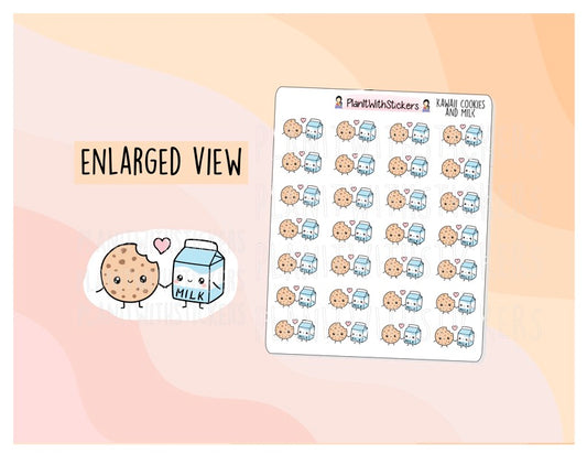 Kawaii Valentine Food Stickers - Cookies and Milk