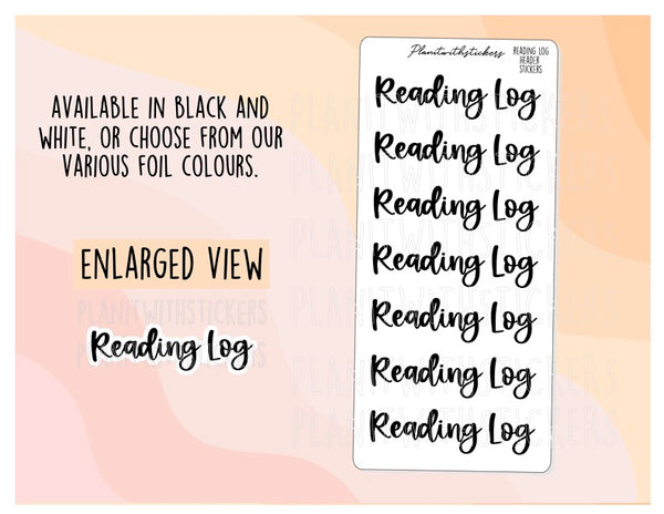 Reading Log Headers - Bookish script stickers for your book journal / planner