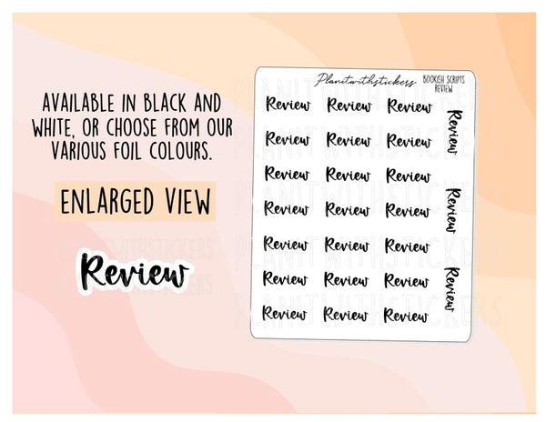 Review - Bookish script stickers for your book journal / planner