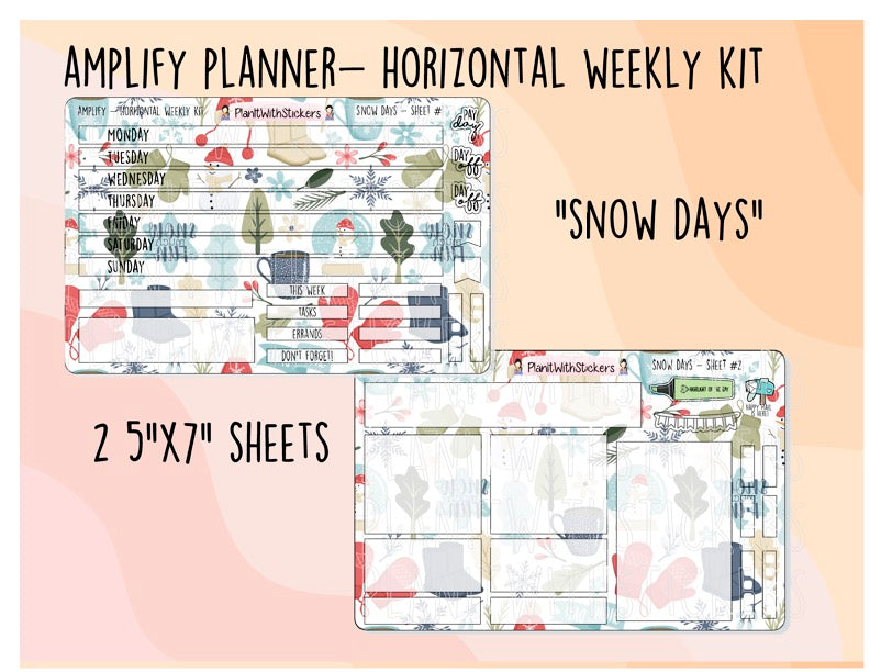 Snow Day HORIZONTAL Amplify Planner Weekly Kit (2 SHEETS)