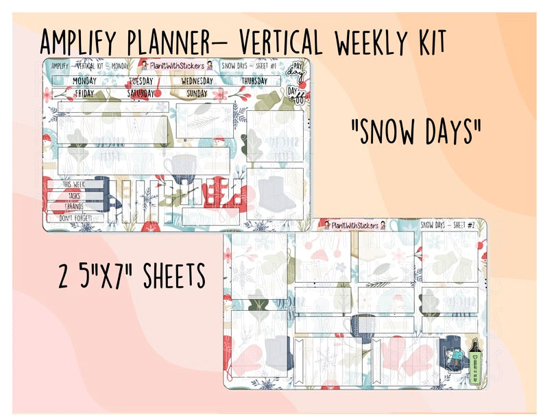 Snow Day VERTICAL Amplify Planner Weekly Kit (2 SHEETS)
