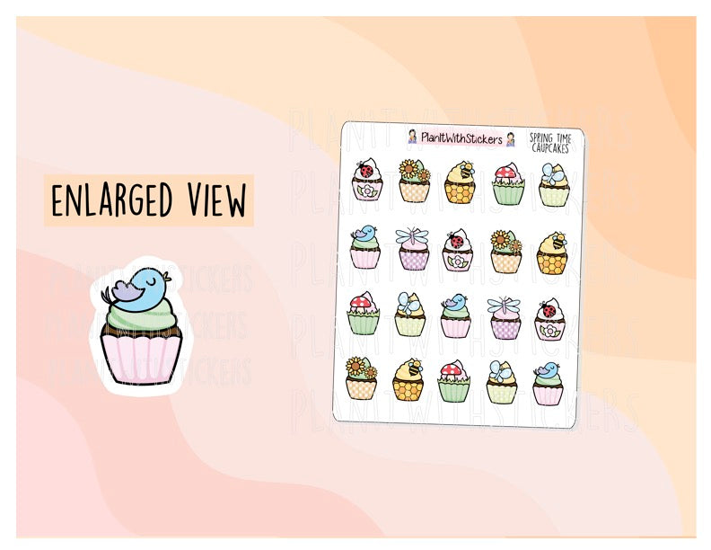 Spring Cupcake Food Stickers