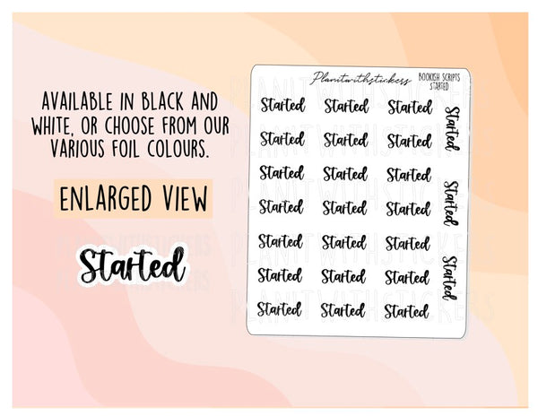 Started - Bookish script stickers for your book journal / planner