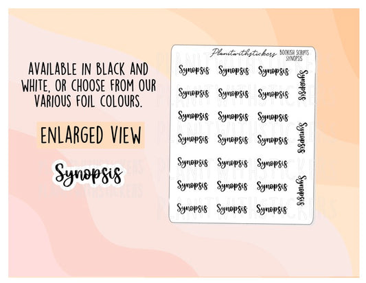 Synopsis - Bookish script stickers for your book journal / planner