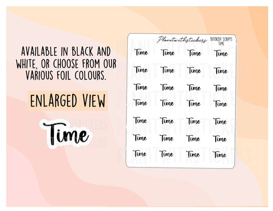 Time - Bookish script stickers for your book journal / planner