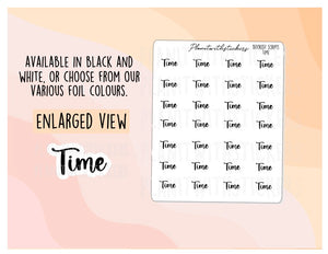 Time - Bookish script stickers for your book journal / planner