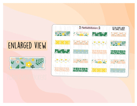 Yellow Floral Washi Tape Sample Stickers