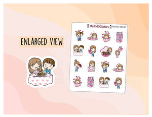 Valentine Date Night Chibi Character Sampler Stickers