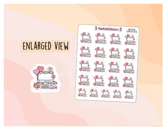 Valentine / February Computer Desk Setup Layout Sticker