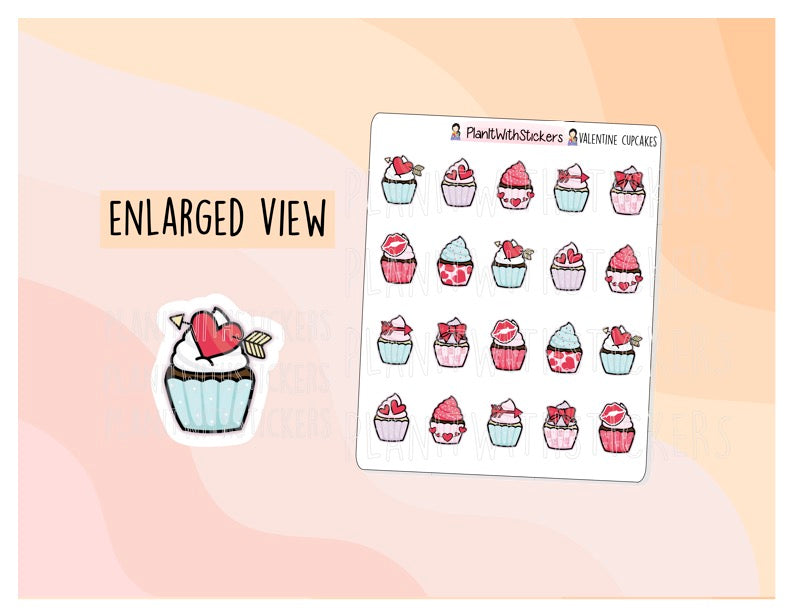 Valentine Cupcake Food Stickers
