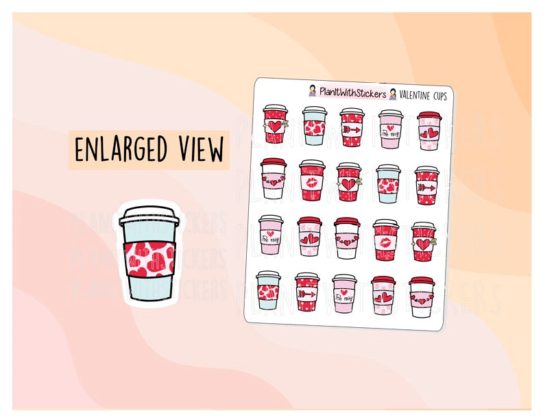 Valentine Cup Decoration Planner Stickers